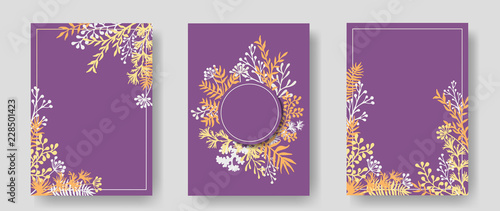 Invitation cards with herbal twigs and branches