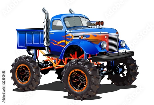 Fototapety Monster truck  kreskowka-monster-truck-na-bialym-tle