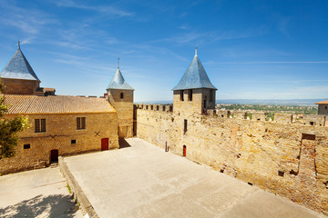  Courtyard of Chateau Comtal at ancient Carcassonne