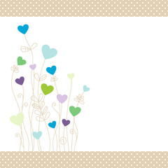 Wall Mural - Heartflowers Green/Blue/Purple Dots Border