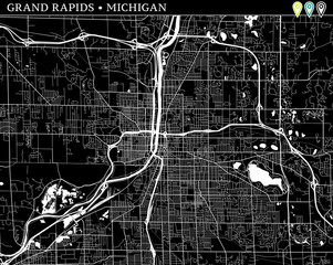 Wall Mural - Simple map of Grand Rapids, Michigan