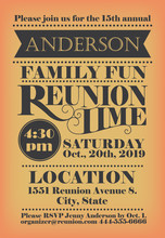 Family Reunion Invitation Design. Unique, Vintage Lettering Used. Creative Design To Announce The Family Event. 