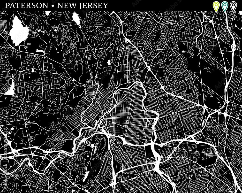 Simple map of Paterson, New Jersey