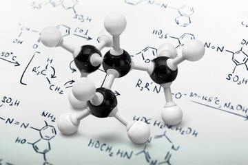 Wall Mural - Close up of Molecular structure model on