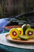 Close Up Piece Of Red Kiwifruit