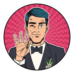 Sticker - Pop art groom cartoon