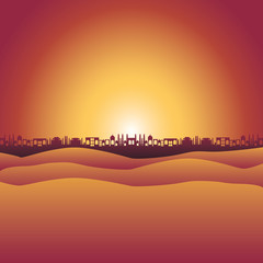 desert with cityscape manger scene background