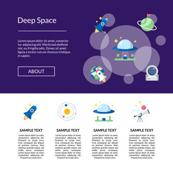 Wall Mural - vector flat space icons landing page template illustration. web banner for website