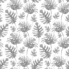  Watercolor tropical palm leaf vector pattern