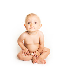 Poster - A six month old baby, sit on the floor