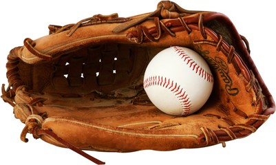 Wall Mural - Baseball glove with a ball in it - isolated image