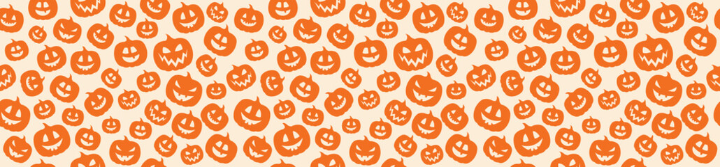 Halloween - concept of seamless pattern with pumpkins. Vector.