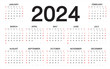 calendar 2024, Week starts from Sunday, business template