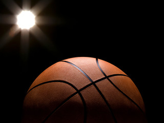 Wall Mural - Basketball close-up on studio background - Stock image