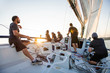 Leinwandbild Motiv Team athletes Yacht training for the competition