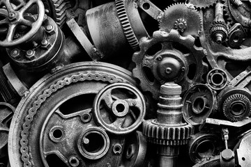 Steampunk texture, backgroung with mechanical parts, gear wheels