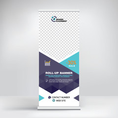 Wall Mural - roll-up banner design, background for placing advertising information. template for exhibitions, pre