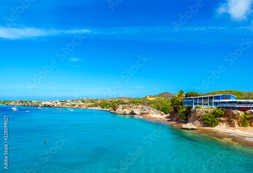 View of the sandy beach, Westpunt, Curacao, Netherlands Poster Mural XXL