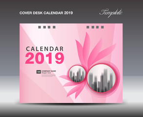 Wall Mural - Cover Desk Calendar 2019 year template, pink flower concept-2