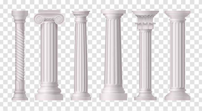 antique white columns transparent icon set