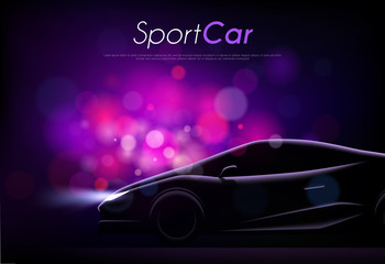 Canvas Print - Sport Car Bokeh Background