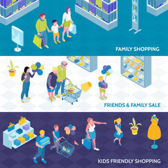 Sticker - Family Shopping Isometric Banners