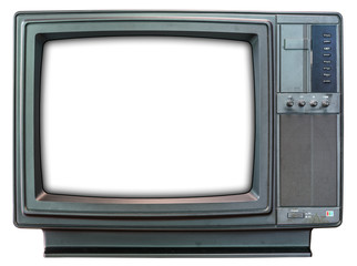 Wall Mural - Old TV with white screen.