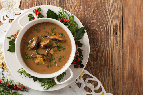 Fotomural Traditional mushroom soup, made from porcini mushrooms