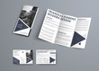 © olegphotor - Tri-fold brochure design in modern style with triangular elements and space for photo.