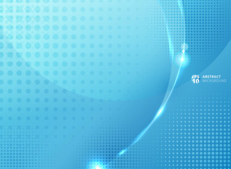 Wall Mural - abstract circles and halftone with lighting effect on blue background.