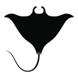 Stingray icon. Manta ray black silhouette isolated on white background. Sea life symbol. Vector illustration