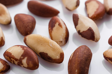 brazil nut on a white acrylic background