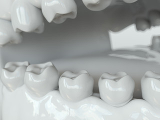 Wall Mural - Bacteria and viruses around tooth 1 of 2 - 3D Rendering