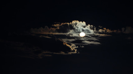 Wall Mural - Chiang Mai landscape and red full moon and clouds