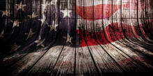 Woden Background With Overlayed American Flag, Veterans Day Concept