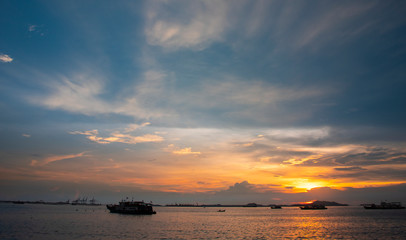 Wall Mural - Colorful of sunset on sea scape background
