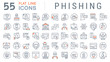 Set Vector Line Icons of Phishing.
