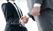 © ASDF - Friendly smiling businessmen handshaking. Business concept photo