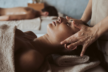 Woman having a facial massage