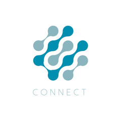 Aufkleber - Circles Vector Icon. Globe connect BusinessLogo Template. Cross microchip Logotype. Dots abstract symbol. Isolated vector illustration on blank background.