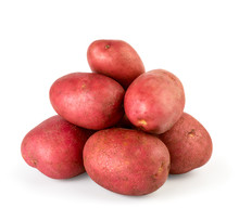 Bunch Of Red Potatoes Close Up On A White. Isolated