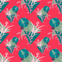 Blue Green Floral Ornament On A Pink Color