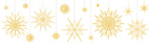 Straw Star Collection. Traditional Handmade Christmas Decoration. Vector Illustration On Black Background.
