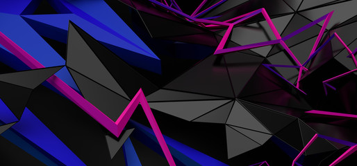 Wall Mural - abstract 3d rendering of random geometric shapes. futuristic modern background design for poster, co