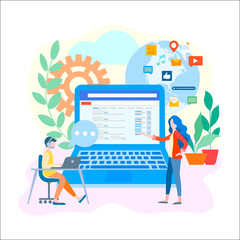 Wall Mural - social media marketing all over the world concept. vector illustration for web design