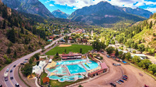 Aerial Hot Springs Ouray Mountain Town
