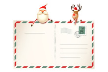 Letter For Santa Claus - Santa And Reinder Above Card