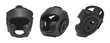 set black sports boxing helmet for training, on white background, isolated. sportswear