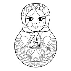 Matrioshka for coloring page or decoration for children