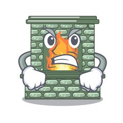 Poster - Angry cartoon stone fireplace with the flame